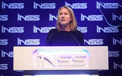 Zionist Union MK Tzipi Livni addresses the INSS conference on January 24, 2017 (Chen Galili/Courtesy)