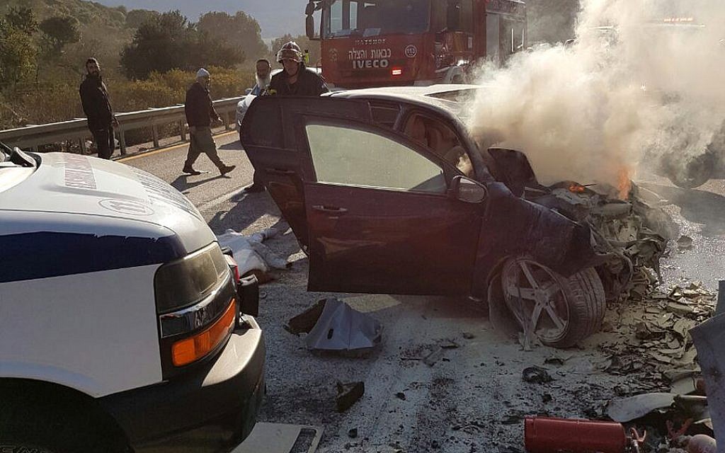 A car crash near Karmiel in northern Israel on January 23, 2017. (courtesy)