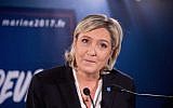 French far right National Front (FN) political party leader Marine Le Pen, member of the European Parliament, and candidate for the 2017 French Presidential elections presents her New Year's wishes to the press at her campaign Presidential headquarters, in Paris, France, January 4, 2017.  (Christophe Morin/IP3/Getty Images)