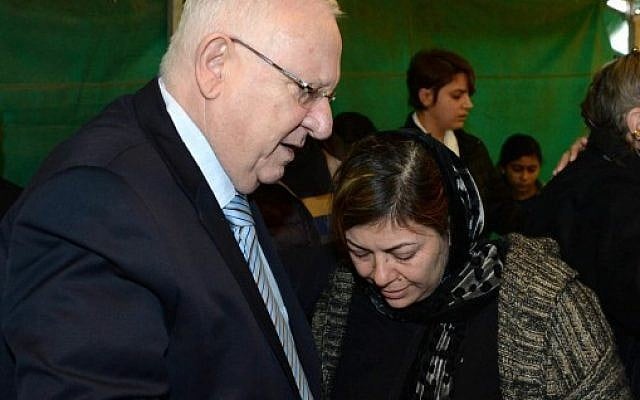 President Reuven Rivlin pays a condolence visit to the family of Lian Zaher Nasser, an Israeli woman killed in a New Year's Day terror attack in Istanbul, on January 5, 2017. (Mark Neyman/GPO) President Reuven Rivlin pays a condolence visit to the family of Lian Zaher Nasser, an Israeli woman killed in a New Year's Day terror attack in Istanbul, on January 5, 2017. (Mark Neyman/GPO)
