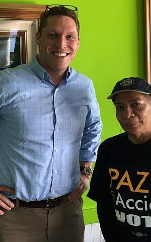 Rabbi Shmuly Yanklowitz with Petra Falcon from Promise Arizona, which works to build immigrant and Latino political power, in January 2017. (Facebook) 