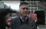 Leader of the so-called alt-right movement, Richard Spencer, is punched in the face during an interview in Washington on January 20, 2017, near where Donald Trump was sworn in as president. Screenshot)