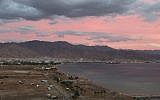 Sunset over Eilat, looking towards the Jordanian border. (Shmuel Bar-Am)