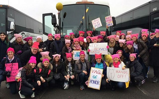 Protesters from Manhattan's Upper West Side arrive at the anti-Trump Women's March on Washington, January 21, 2017. (Jeffrey Singerman) Protesters from Manhattan's Upper West Side arrive at the anti-Trump Women's March on Washington, January 21, 2017. (Jeffrey Singerman)