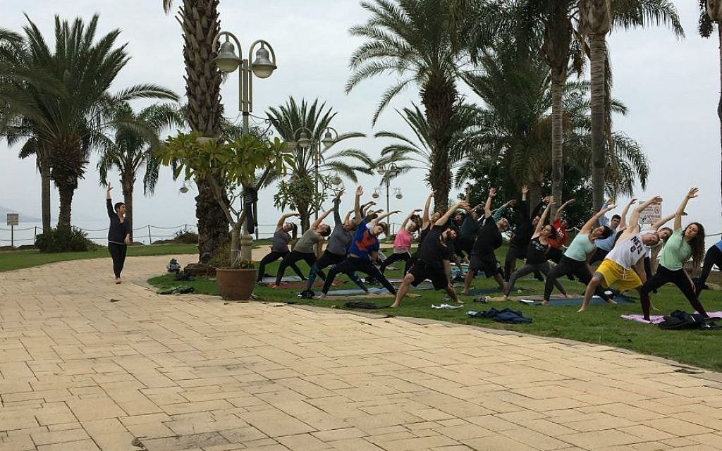 Participants in a specialized Birthright trip focused on yoga. (Courtesy of Hillel International/via JTA) Participants in a specialized Birthright trip focused on yoga. (Courtesy of Hillel International/via JTA)