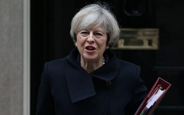 British Prime Minister Theresa May leaves 10 Downing street for the weekly Prime Minister's Questions session at the House of Commons in central London, February 1, 2017. (AFP/Daniel LEAL-OLIVAS) British Prime Minister Theresa May leaves 10 Downing street for the weekly Prime Minister's Questions session at the House of Commons in central London, February 1, 2017. (AFP/Daniel LEAL-OLIVAS)