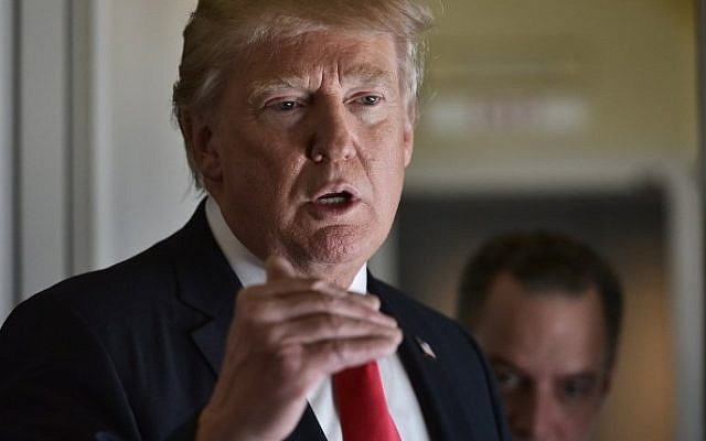 US President Donald Trump chats with reporters on board Air Force One before departing from Andrews Air Force Base in Maryland, bound for Palm Beach, Florida, on February 3, 2017. (AFP/Mandel Ngan) US President Donald Trump chats with reporters on board Air Force One before departing from Andrews Air Force Base in Maryland, bound for Palm Beach, Florida, on February 3, 2017. (AFP/Mandel Ngan)