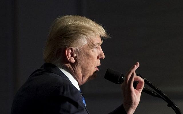 US President Donald Trump speaks at the Major Cities Chiefs Association and Major County Sheriff's Association Winter Meeting in Washington, DC, February 8, 2017. (AFP/Saul Loeb) US President Donald Trump speaks at the Major Cities Chiefs Association and Major County Sheriff's Association Winter Meeting in Washington, DC, February 8, 2017. (AFP/Saul Loeb)