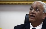 Palestinian chief negotiator and secretary general of the Palestine Liberation Organization, Saeb Erekat, during a press conference in the West Bank city of Jericho on February 15, 2017. (AFP/Ahmad Gharabli)
