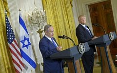 US President Donald Trump and Prime Minister Benjamin Netanyahu hold a joint press conference at the White House in Washington, DC February 15, 2017 (AFP PHOTO / Mandel Ngan)