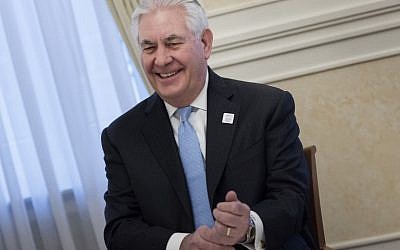 US Secretary of State Rex Tillerson waits for a meeting with Saudi Arabia's Foreign Minister Adel bin Ahmed Al-Jubeir (not in picture) at the Steigenberger Hotel in Bad Neuenahr, western Germany, February 16, 2017. (Brendan Smialowski/AFP) US Secretary of State Rex Tillerson waits for a meeting with Saudi Arabia's Foreign Minister Adel bin Ahmed Al-Jubeir (not in picture) at the Steigenberger Hotel in Bad Neuenahr, western Germany, February 16, 2017. (Brendan Smialowski/AFP)