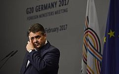 German Foreign Minister Sigmar Gabriel speaks during the G-20 foreign ministers' meeting at the World Conference Center on February 16, 2017 in Bonn, Germany. (AFP Photo/Sascha Schuermann)