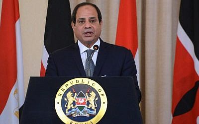Egyptian President Abdel Fattah al-Sisi speaks during a press conference, at the State House in Nairobi, February 18, 2017. (AFP/SIMON MAINA) Egyptian President Abdel Fattah al-Sisi speaks during a press conference, at the State House in Nairobi, February 18, 2017. (AFP/SIMON MAINA)