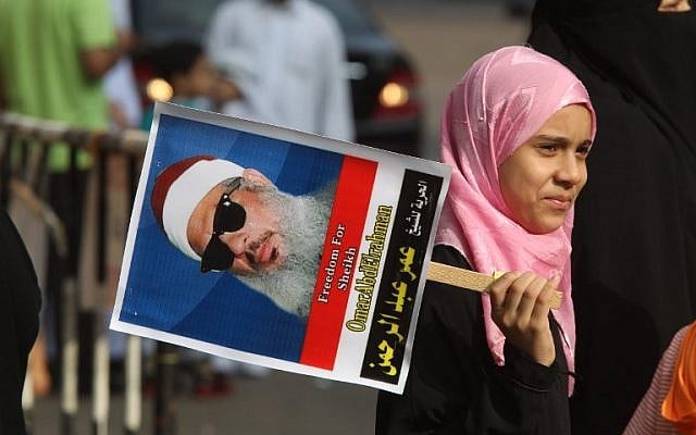 An Egyptian girl holds a portrait of cleric Sheikh Omar Abdel Rahman during a sit-in to call for his release in front of the US Embassy in Cairo on August 30, 2011. (AFP PHOTO/KHALED DESOUKI) An Egyptian girl holds a portrait of cleric Sheikh Omar Abdel Rahman during a sit-in to call for his release in front of the US Embassy in Cairo on August 30, 2011. (AFP PHOTO/KHALED DESOUKI)