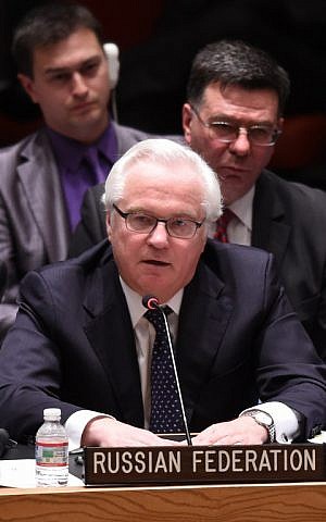 Russia's Ambassador to the UN Vitaly Churkin speaking at the United Nations Security Council meeting at the United Nations in New York, April 14, 2014. (AFP Photo/Don Emmert) Russia's Ambassador to the UN Vitaly Churkin speaking at the United Nations Security Council meeting at the United Nations in New York, April 14, 2014. (AFP Photo/Don Emmert)