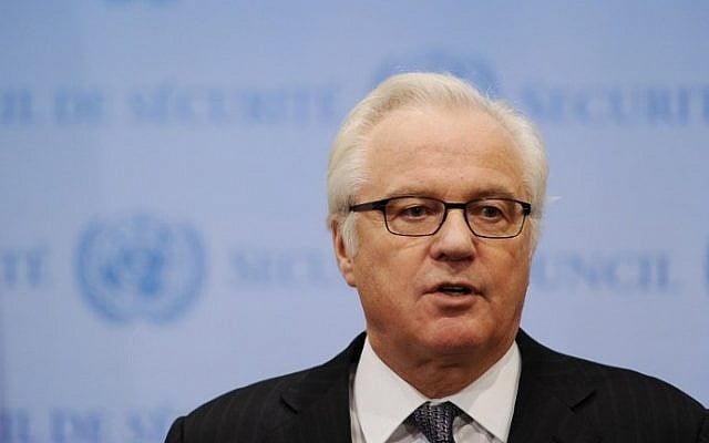 Vitaly Churkin, Russia's Ambassador to the United Nations speaking to the media after a closed-door session of the Security Council to discuss the situation in Ukraine at UN headquarters in New York, March 7, 2014. (AFP Photo/Stan Honda/File) Vitaly Churkin, Russia's Ambassador to the United Nations speaking to the media after a closed-door session of the Security Council to discuss the situation in Ukraine at UN headquarters in New York, March 7, 2014. (AFP Photo/Stan Honda/File)