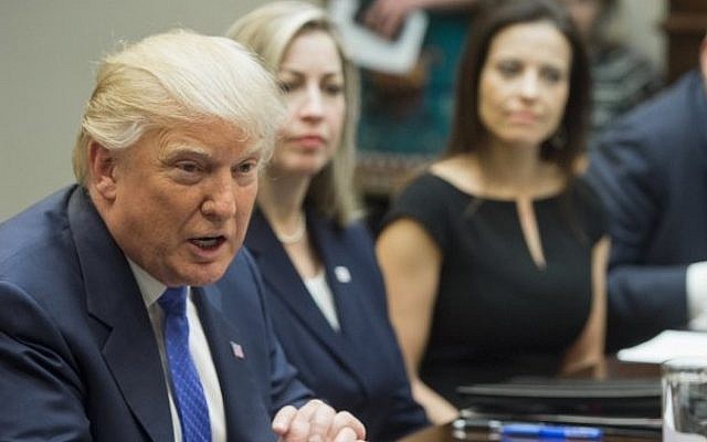 US President Donald Trump speaks in the Roosevelt Room of the White House in Washington, DC, February 23, 2017 (AFP/Saul Loeb) US President Donald Trump speaks in the Roosevelt Room of the White House in Washington, DC, February 23, 2017 (AFP/Saul Loeb)
