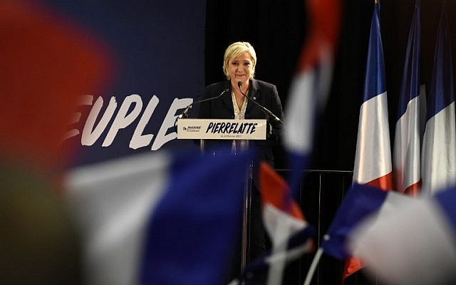 French presidential election candidate for the far-right Front National (FN) party, Marine Le Pen during a public rally in Pierrelatte, central eastern France, February 24, 2017. (AFP Photo/Jean Phillipe Kziazek) French presidential election candidate for the far-right Front National (FN) party, Marine Le Pen during a public rally in Pierrelatte, central eastern France, February 24, 2017. (AFP Photo/Jean Phillipe Kziazek)