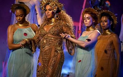 Beyonce performs onstage during The 59th Grammy Awards at the Staples Center on February 12, 2017, in Los Angeles, California. (Kevork Djansezian/Getty Images/AFP)