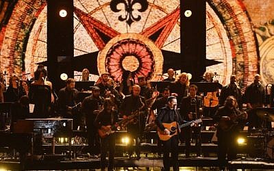Recording artist Sturgill Simpson (C) performs onstage during The 59th Grammy Awards at the Staples Center on February 12, 2017 in Los Angeles, California. (Kevin Winter/Getty Images for NARAS/AFP)