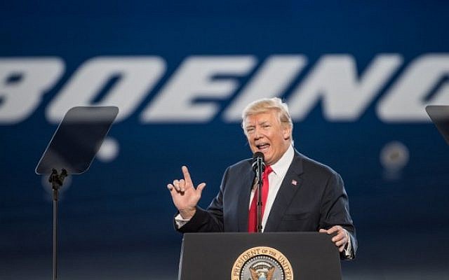US President Donald Trump addresses a crowd during the debut event for the Dreamliner 787-10 at Boeing's South Carolina facilities on February 17, 2017 in North Charleston, South Carolina.(Sean Rayford/Getty Images/AFP) US President Donald Trump addresses a crowd during the debut event for the Dreamliner 787-10 at Boeing's South Carolina facilities on February 17, 2017 in North Charleston, South Carolina.(Sean Rayford/Getty Images/AFP)