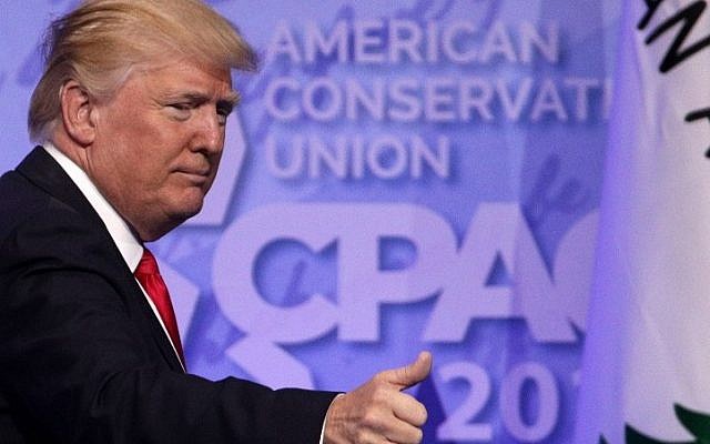 US President Donald Trump acknowledges the crowd after he addressed the Conservative Political Action Conference at the Gaylord National Resort and Convention Center February 24, 2017 in National Harbor, Maryland. (Alex Wong/Getty Images/AFP) US President Donald Trump acknowledges the crowd after he addressed the Conservative Political Action Conference at the Gaylord National Resort and Convention Center February 24, 2017 in National Harbor, Maryland. (Alex Wong/Getty Images/AFP)