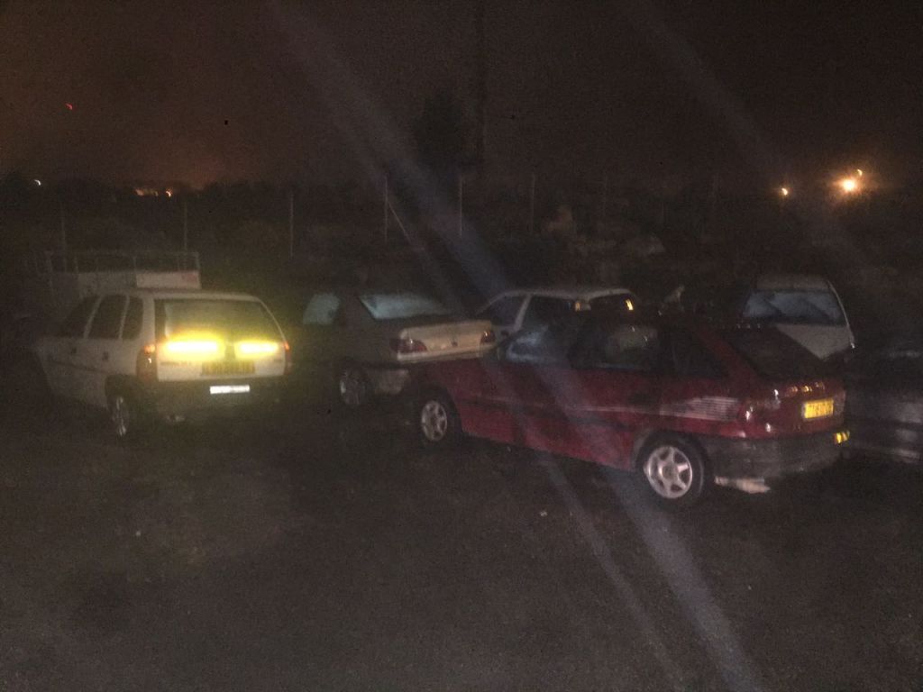 Unregistered automobiles confiscated by the IDF from the Palestinian village of Husan, outside Bethlehem, early in the morning on February 15, 2017. (IDF Spokesperson's Unit) Unregistered automobiles confiscated by the IDF from the Palestinian village of Husan, outside Bethlehem, early in the morning on February 15, 2017. (IDF Spokesperson's Unit)