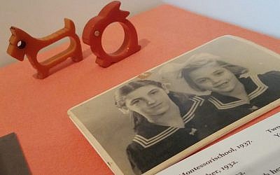 Toys that belonged to Dutch Jewish sisters who were murdered during the Shoah, seen at Amsterdam’s National Holocaust Museum on January 15, 2017 (Matt Lebovic/The Times of Israel)