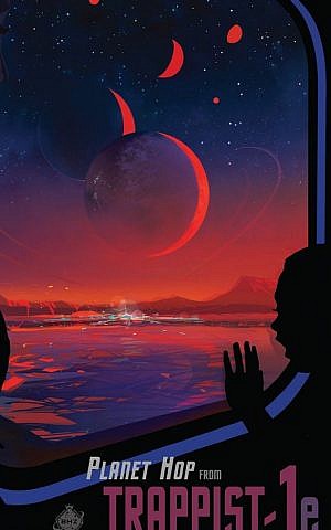 Poster imaginomg what a trip to TRAPPIST-1e might be like. (NASA/JPL-Caltech)