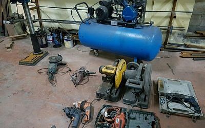 Tools confiscated by the Israeli army from a suspected gunsmithing workshop in the West Bank village of Bayt Liqya on February 16, 2017. (IDF Spokesperson's Unit) Tools confiscated by the Israeli army from a suspected gunsmithing workshop in the West Bank village of Bayt Liqya on February 16, 2017. (IDF Spokesperson's Unit)