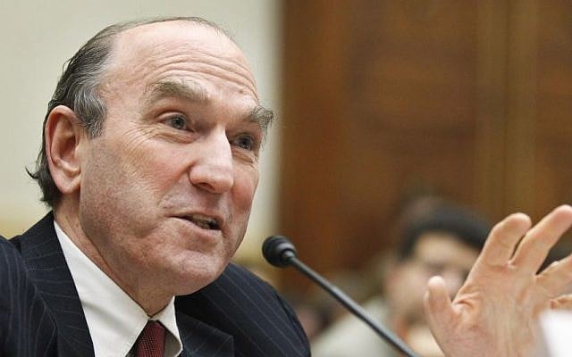 Elliott Abrams testifies on Capitol Hill in Washington, Wednesday, Feb. 9, 2011, before the House Foreign Affairs Committee hearing. (AP Photo/Manuel Balce Ceneta)