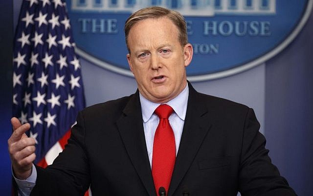 White House press secretary Sean Spicer speaks during the daily press briefing at the White House in Washington, Friday, Feb. 3, 2017. (AP Photo/Evan Vucci)