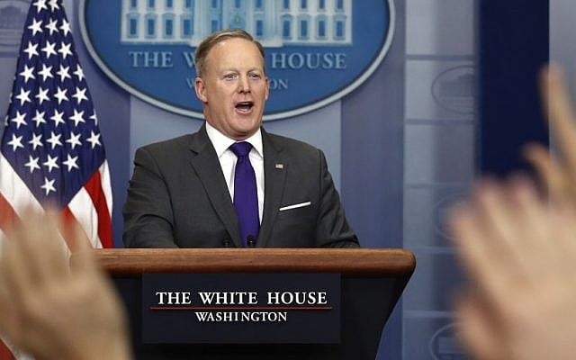 White House press secretary Sean Spicer speaks during the daily news briefing at the White House in Washington, Tuesday, Feb. 7, 2017. Spicer discussed President Donald Trump's travel ban and other topics. (AP Photo/Carolyn Kaster) White House press secretary Sean Spicer speaks during the daily news briefing at the White House in Washington, Tuesday, Feb. 7, 2017. Spicer discussed President Donald Trump's travel ban and other topics. (AP Photo/Carolyn Kaster)
