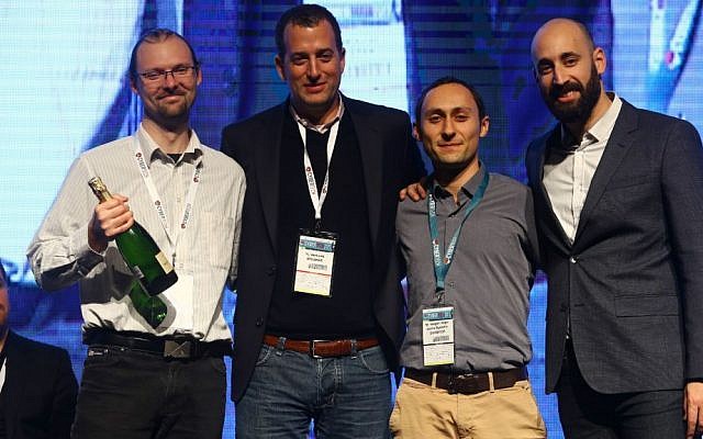 Left to right: Aperio's Yevgeni Nogin, YL Ventures' Yoav Lightersdorf, Aperio's Michael Shalyt, and Ofer Schreiber, a partner at YL Ventures at CyberTech 2017 (Courtesy: Gilad Kavalerchik) Left to right: Aperio's Yevgeni Nogin, YL Ventures' Yoav Lightersdorf, Aperio's Michael Shalyt, and Ofer Schreiber, a partner at YL Ventures at CyberTech 2017 (Courtesy: Gilad Kavalerchik)