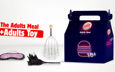 Screen capture of Burger King's Valentine's Day "Adult-Meal" promotion for customers 18 and older. Meal comes with either a feather tickler, blindfold or scalp massager. (Screen capture/YouTube) Screen capture of Burger King's Valentine's Day "Adult-Meal" promotion for customers 18 and older. Meal comes with either a feather tickler, blindfold or scalp massager. (Screen capture/YouTube)
