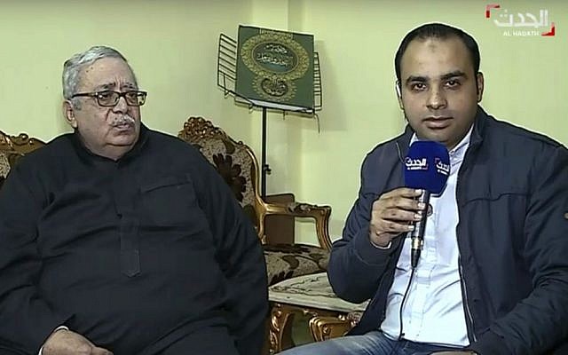 In this still image made from video provided by the Dubai-based news channel al-Hadath, the father of the alleged Louvre attacker, Egyptian-born Abdullah Reda Refaie al-Hamahmy, 28, Reda Refae al-Hamahmy, left, gives an interview to al-Hadath, in his Nile Delta home, aired Saturday, Feb. 4, 2017, in which he said he was shocked to learn of his son's alleged involvement. (AP)