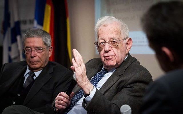 Hebrew University professor and former Foreign Ministry chief Shlomo Avineri speaks at a panel on Israeli-German relations in Jerusalem on January 12, 2016. (Miriam Alster/Flash90) Hebrew University professor and former Foreign Ministry chief Shlomo Avineri speaks at a panel on Israeli-German relations in Jerusalem on January 12, 2016. (Miriam Alster/Flash90)