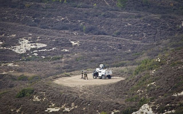 A UN patrol near the Israeli-Lebanese border, November, 2016. (Doron Horowitz/FLASH90)