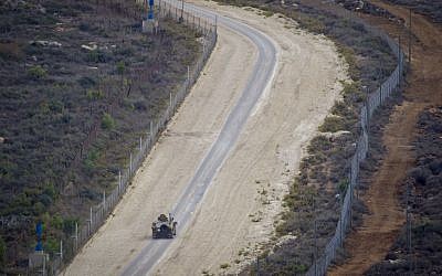A UN patrol near the Israeli-Lebanese border, November, 2016. (Doron Horowitz/FLASH90)