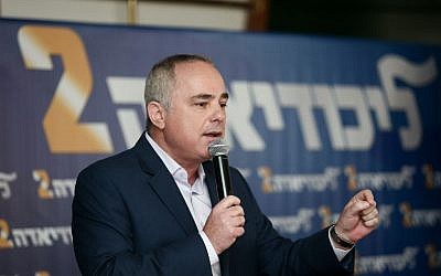 Energy Minister Yuval Steinitz speaks at the "Likudiada", a gathering of Likud party members and supporters in the southern Israeli city of Eilat, on January 27, 2017. (Noam Revkin Fenton/Flash90) 