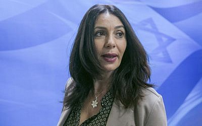 Culture and Sports Miri Regev arrives for the weekly cabinet meeting at the Prime Minister's office in Jerusalem, January 29, 2017. (Ohad Zwigenberg) 