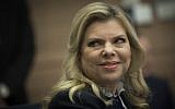 Sara Netanyahu, wife of Prime Minister Benjamin Netanyahu, attends a meeting of the lobby for encouraging Bible study, at the Knesset, January 31, 2017. (Yonatan Sindel/Flash90)