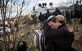 Two Jewish boys cry during the evacuation of the illegal Amona outpost in the West Bank on February 1, 2017. (Hadas Parush/Flash90)