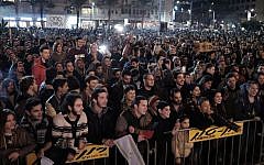 Thousands attend a rally in support of legalizing marijuana, held in Rabin square, Tel Aviv, February 4, 2017. (Tomer Neuberg/Flash90)