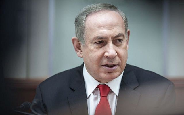Prime Minister Benjamin Netanyahu leads the weekly cabinet meeting at his office in Jerusalem, on February 5, 2017. (Emil Salman/POOL) Prime Minister Benjamin Netanyahu leads the weekly cabinet meeting at his office in Jerusalem, on February 5, 2017. (Emil Salman/POOL)