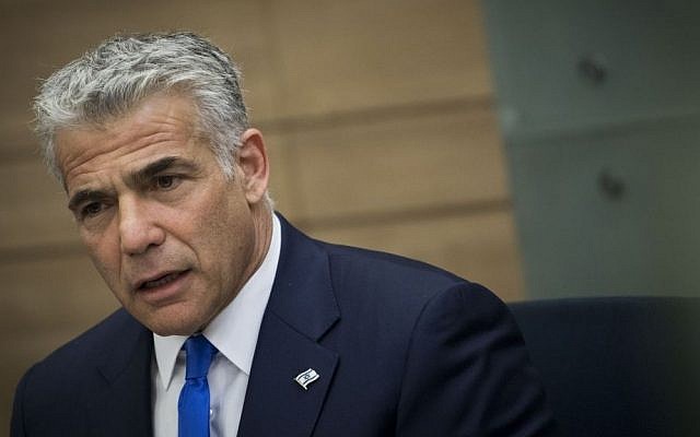Yesh Atid chairman Yair Lapid leads a faction meeting at the Knesset on February 6, 2017. (Yonatan Sindel/Flash90) Yesh Atid chairman Yair Lapid leads a faction meeting at the Knesset on February 6, 2017. (Yonatan Sindel/Flash90)