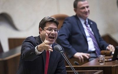 Science Minister and Likud MK Ofir Akunis addresses the Knesset on February 6, 2017 ahead of the vote on the so-called Regulation Bill. (Yonatan Sindel/Flash90) Science Minister and Likud MK Ofir Akunis addresses the Knesset on February 6, 2017 ahead of the vote on the so-called Regulation Bill. (Yonatan Sindel/Flash90)