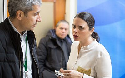Justice Minister Ayelet Shaked arrives at the weekly cabinet meeting at his office in Jerusalem, on February 12, 2017. (Emil Salman/POOL) Justice Minister Ayelet Shaked arrives at the weekly cabinet meeting at his office in Jerusalem, on February 12, 2017. (Emil Salman/POOL)