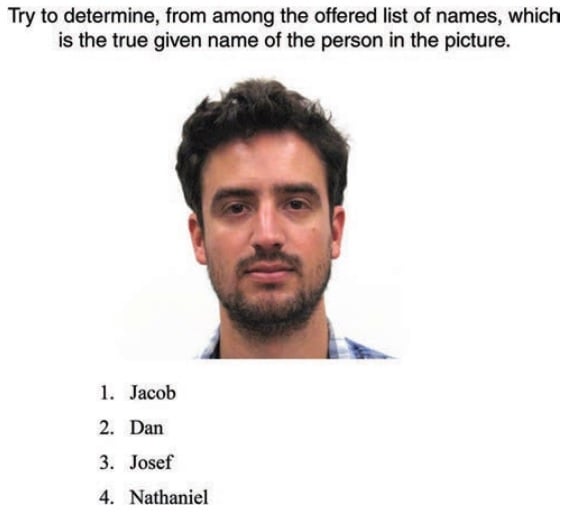 People are able to guess a person's name based on their appearance according to research published February 27, 2017 (Screen capture: Journal of Personality and Social Psychology) People are able to guess a person's name based on their appearance according to research published February 27, 2017 (Screen capture: Journal of Personality and Social Psychology)