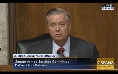 US Senator Lindsey Graham questions Defense Secretary James Mattis (not pictured) during the latter's confirmation hearing in front of the Senate Armed Services Committee on January 12, 2017. (Screen capture/YouTube) 